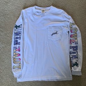 PINK, long sleeve T-shirt.